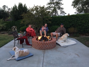 Nothing better than shorts, sweatshirts and a fire!